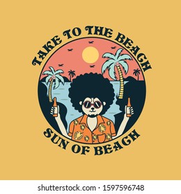 Sun Beach Summer Bear Illustration