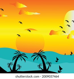 imagen de fondo del paraíso oceánico de sun beach sunset
