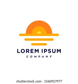 sun and beach sunset sunrise logo with water icon illustration 