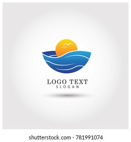 Sun Beach Symbol & Icon Logo Vector Template