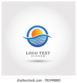 Sun Beach Symbol & Icon Logo Vector Template