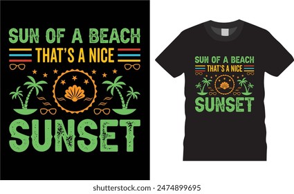 Sun of  a beach that's a nice sunset,vector t-shirt design,summer t shirt desing vector illustration for a beach party with palm trees  summer  t shirt ready for benner,poster,pod any print,item
