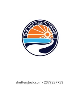 SUN AND BEACH  TRAVEL LOGO VECTOR