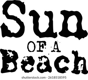 Sun of a Beach Typography T-shirt Design, Strand T-shirt Design, zomer retro boho design, Vintage Distressed, vector bestand, silhouet bestand, schrijfmachine