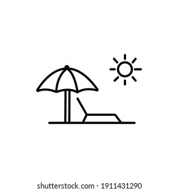 Sun Beach Umbrella Icon Or Logo Isolated Sign Symbol Vector Illustration - High Quality Black Style Vector Icons