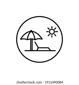 sun beach umbrella icon or logo isolated sign symbol vector illustration - high quality black style vector icons