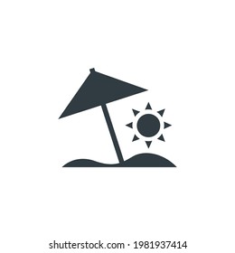 sun beach umbrella icon or logo isolated sign symbol vector illustration - high quality black style vector icons
