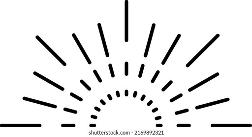 Sun beam light rays. Retro style logo