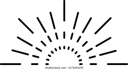 Sun beam light rays. Retro style logo