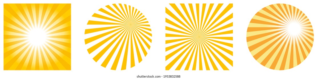 Sun Beam or Solar vector symbol in round and square design on white isolated background.
Perfect for Header of email, letter, business or greeting cards.