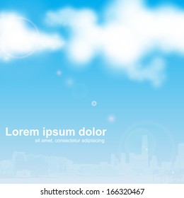 Sun beam through clouds. Illustration for your design