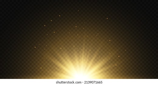 Sun beams of light isolated on black background for overlay design
