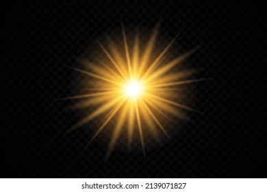 Sun beams of light isolated on black background for overlay design
