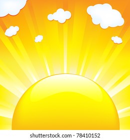 Sun With Beams, Vector Illustration