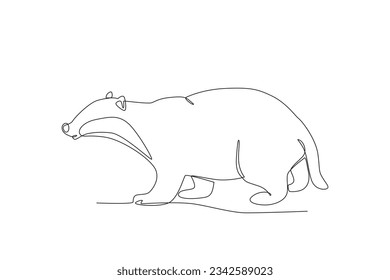 A sun bear foraging. World animal day one-line drawing