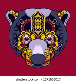 sun bear head illustration and tshirt design