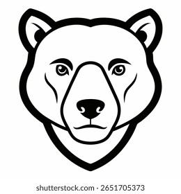 Sun Bear Head Line Art on White Background – Tropical Wildlife Vector