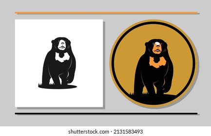 Sun bear silhouette design. Logo ideas can be used as a sign or honey product brand