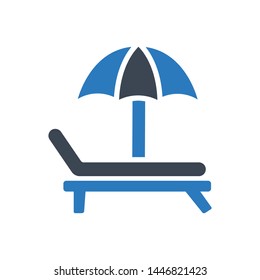 Sun Bed Beach Umbrella Icon
