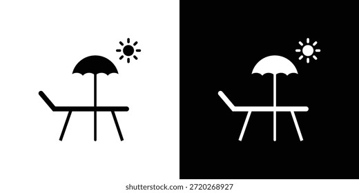 Sun bed icon. Black and white simple flat design icon
