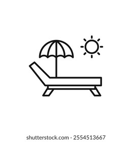 Sun bed icon Isolated flat vector in outline