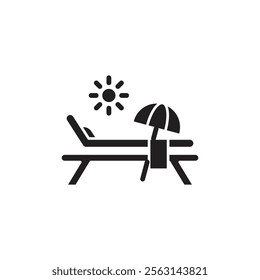Sun bed icon Isolated flat vector in outline