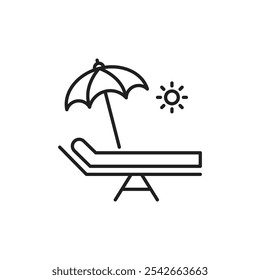 Sun bed icon isolated on white background