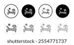 Sun bed icon Line Art Logo set