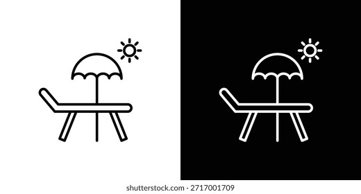 Icono de la cama solar - Estilo de línea. diseño de Plantilla de símbolos