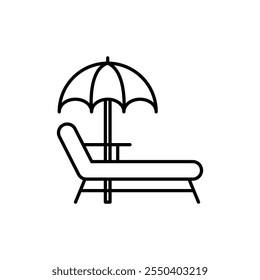 Sun bed icon linear logo isolated
