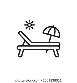 Sun bed icon Simple thin outline