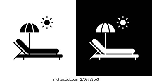 Sun bed icon symbol logo. Graphic template.