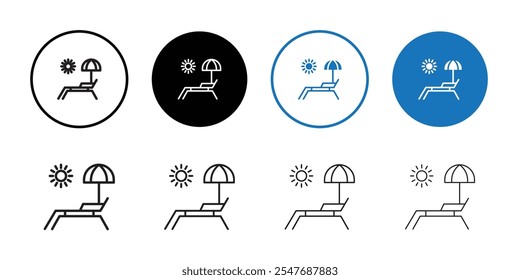 Icono de cama solar Ilustración plana de línea delgada