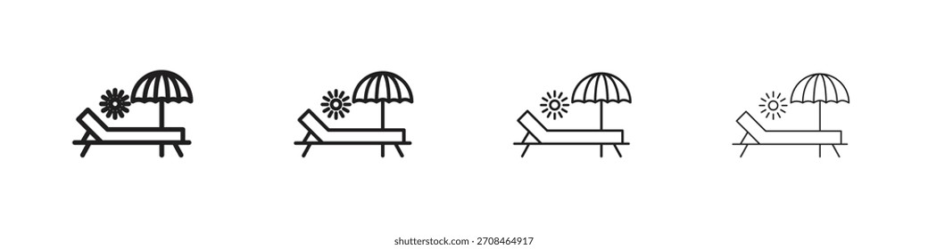 Sun bed icons in black simple line elements.