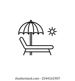 Sun Bed thin line vector icon.