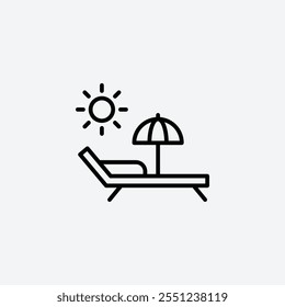 Sun bed thin liner icon isolated.