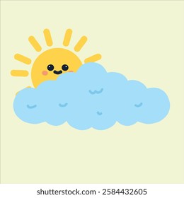  a sun in behind of blue cloud