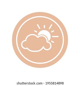 Sun behind the cloud, circle vector illustration, circle logo, weather icon