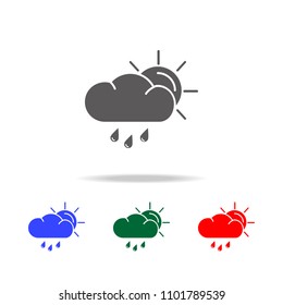 sun behind the cloud with drizzle icon. Elements of weather in multi colored icons. Premium quality graphic design icon. Simple icon for websites, web design, mobile app on white background