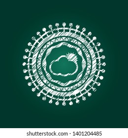 sun behind cloud icon with chalkboard texture