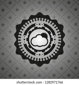 sun behind cloud icon inside dark badge or emblem