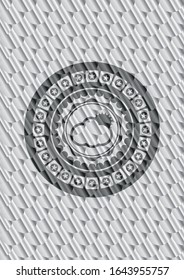 sun behind cloud icon inside silver emblem or badge. Scales pattern. Vector Illustration. Detailed.