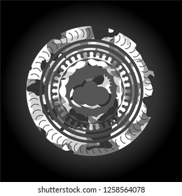 sun behind cloud icon on grey camo pattern