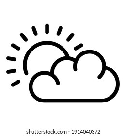 Sun behind cloud icon. Outline sun behind cloud vector icon for web design isolated on white background