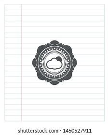sun behind cloud icon penciled. Vector Illustration. Detailed.