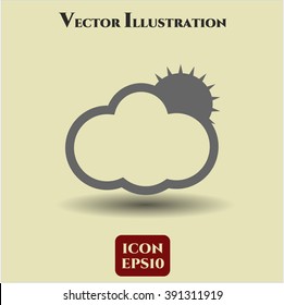 Sun Behind Cloud icon vector illustration