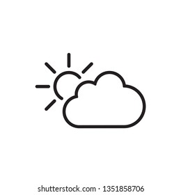 the sun behind the cloud icon .Wheather line. Vector graphics