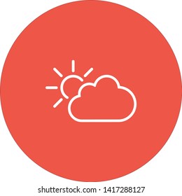 the sun behind the cloud icon .Wheather line. Vector graphics