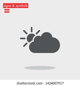 The sun behind the cloud icon .Wheather line. Vector