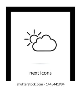The Sun behind the cloud icon .Wheather line. Vector graphics. The symbol of the Sun and the cloud.